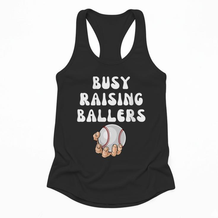 Busy Raising Ballers Baseball Mom Groovy Mother Day Flowy Tank