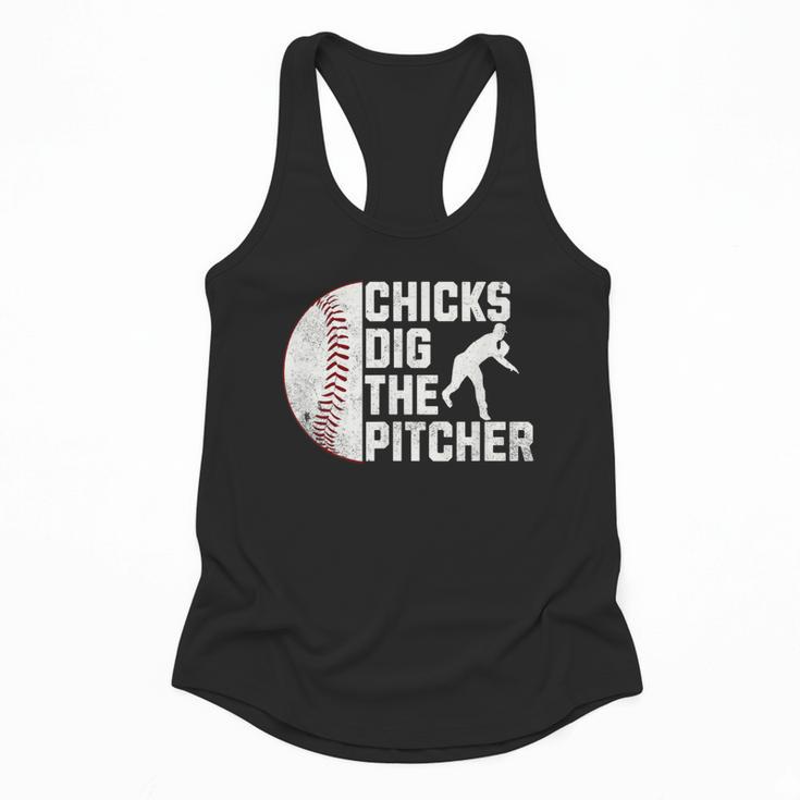 Chicks Dig The Pitcher Baseball Flowy Tank