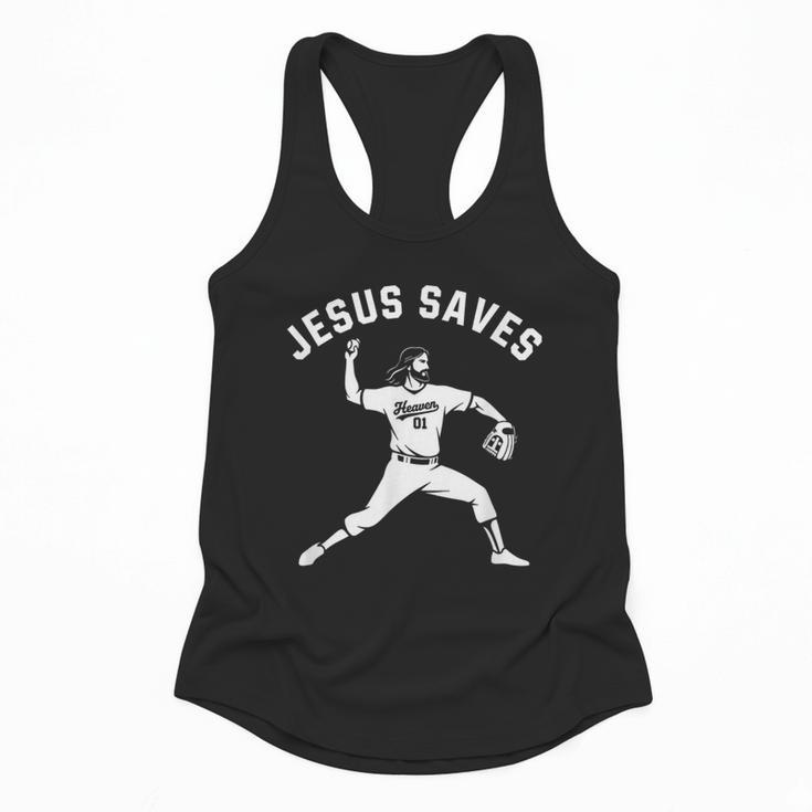 Christian Jesus Saves Baseball Pitcher Heaven 01 Sports Flowy Tank