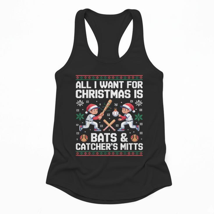 Christmas Baseball Bats Catcher Mitts Holiday Tee Flowy Tank