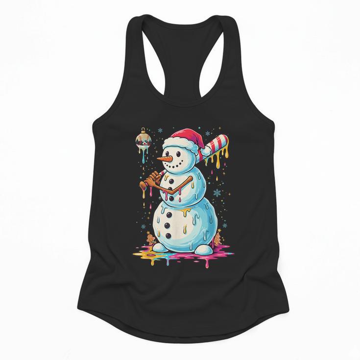 Christmas Baseball Snowman Drip For Boys Men Girls Women Flowy Tank
