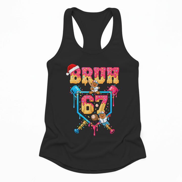 Christmas Gingerbread Bruh 67 Baseball Ice Cream Drip Kids Flowy Tank