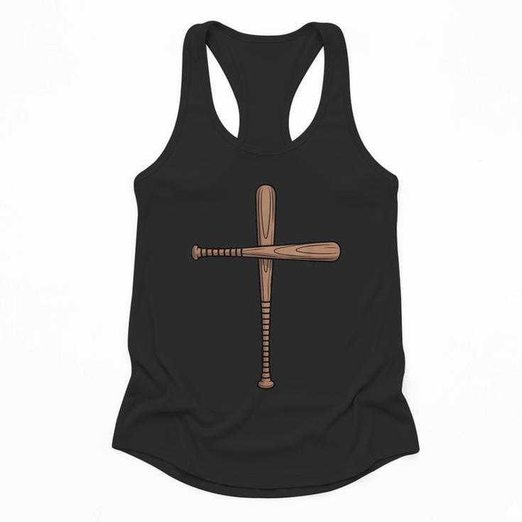 Cross Baseball Bats Christian Faith Sports Coach Pitcher Flowy Tank