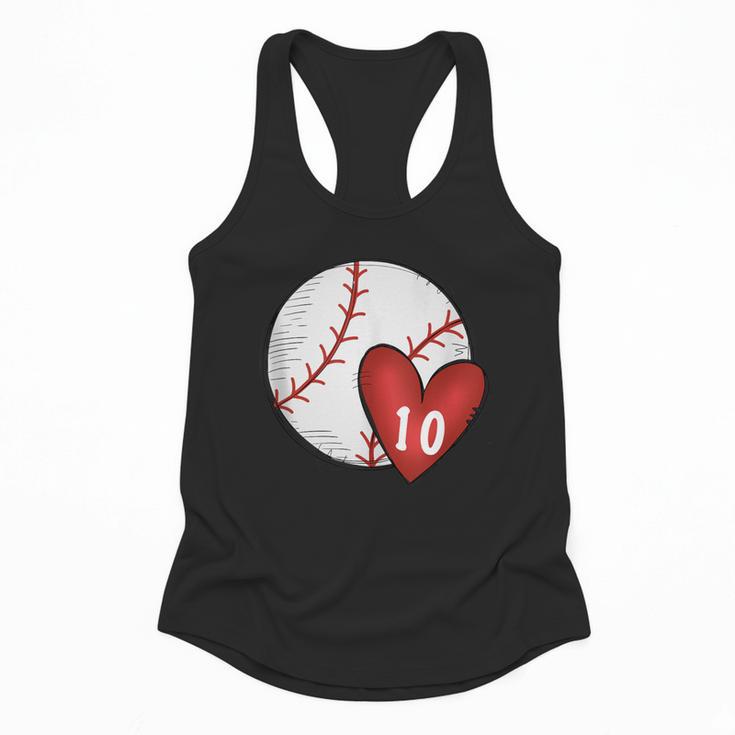 Custom Baseball Mom Number 10 Heart For Mom Mommy Flowy Tank