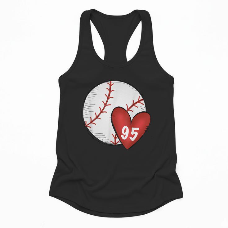 Custom Baseball Mom Number 95 Heart For Mom Mommy Flowy Tank