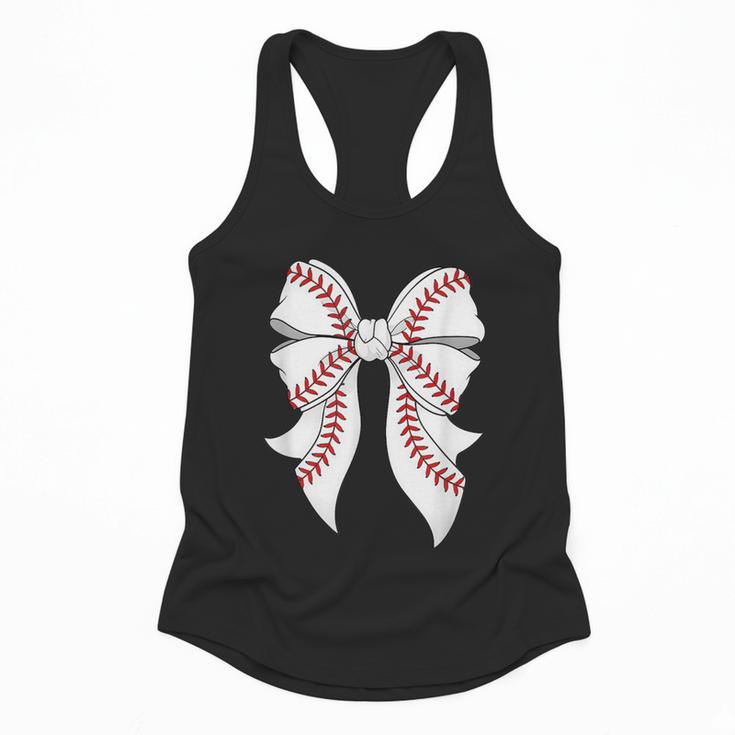 Cute Baseball Coquette Bow For Women Girls Baseball Mama Mom Flowy Tank