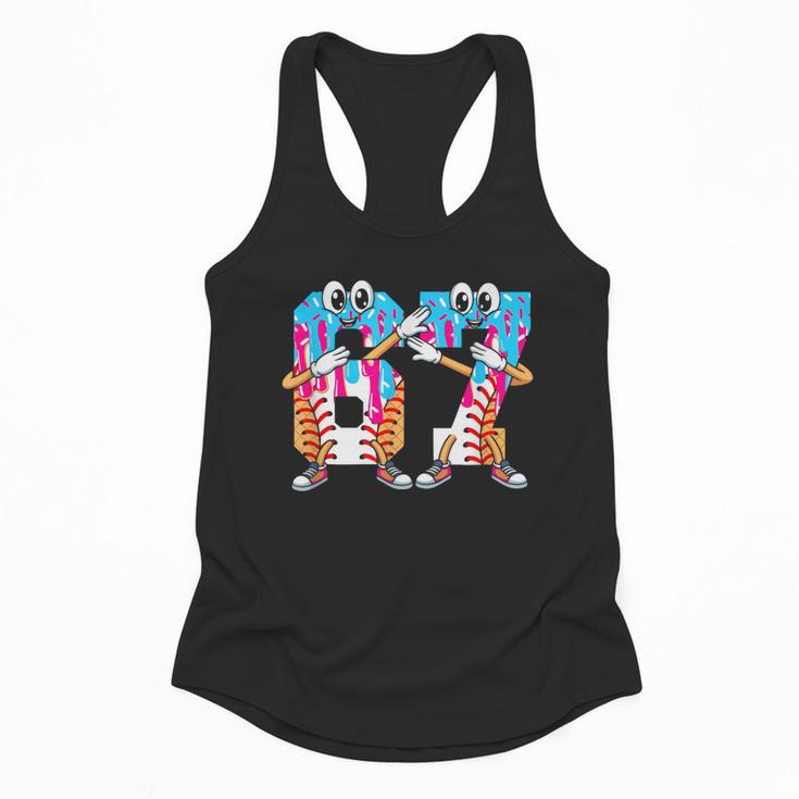 Dabbing Baseball Ice Cream Drip Number 67 Birthday Party Flowy Tank