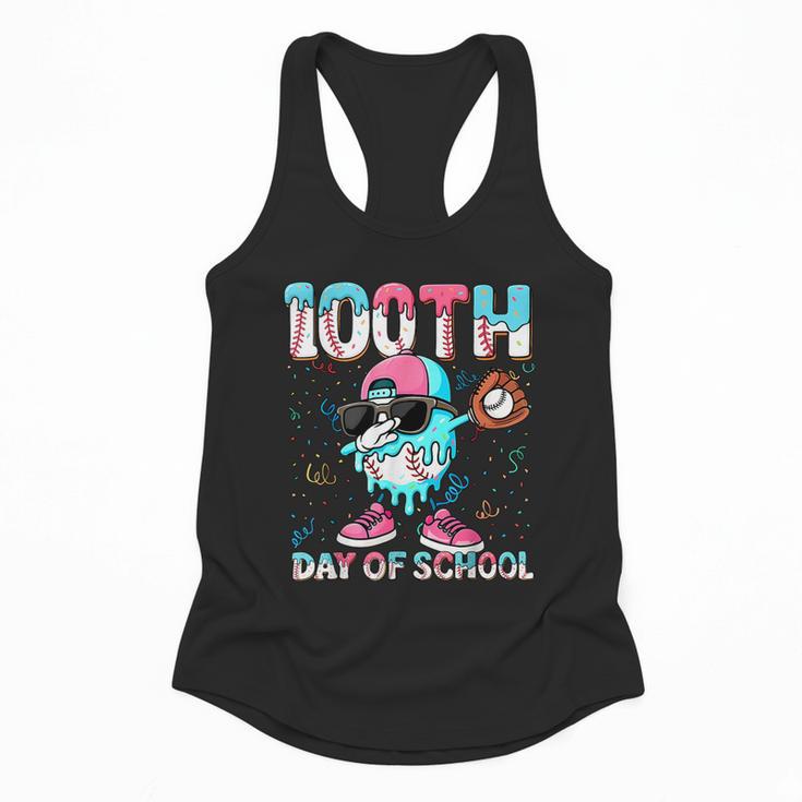 Dabbing Drippy 100th Days Of School Baseball Ice Cream Drip Flowy Tank