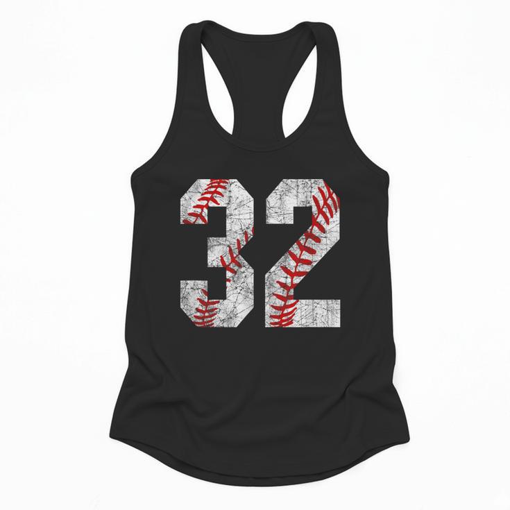 Distressed Baseball Number 32 Jersey Uniform Player Fan Flowy Tank