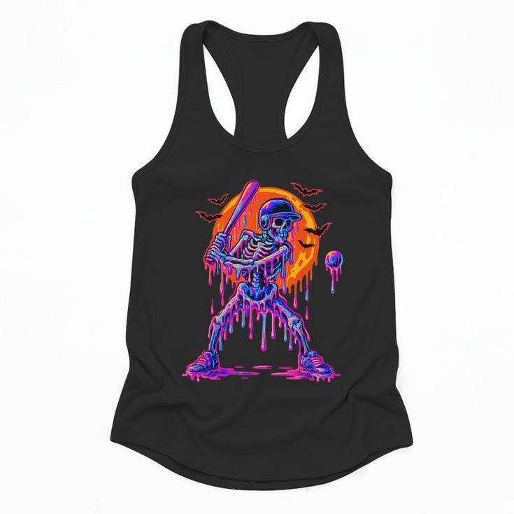 Drip Skeleton Batting Baseball Halloween Flowy Tank