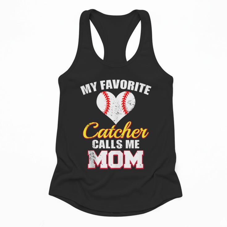 My Favorite Catcher Calls Me Mom Catcher Baseball Mom Heart Flowy Tank
