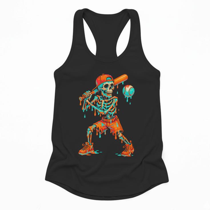 Halloween Baseball Skeleton Ice Cream Drip Baseball Boys Kid Flowy Tank