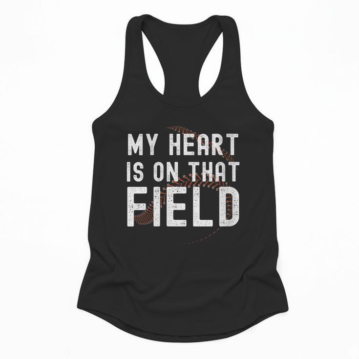 My Heart Is On That Field Baseball Softball Dad Father Flowy Tank