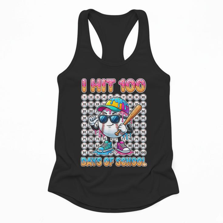 I Hit 100 Days Of School Baseball Ice Cram Drip 100th Boys Flowy Tank