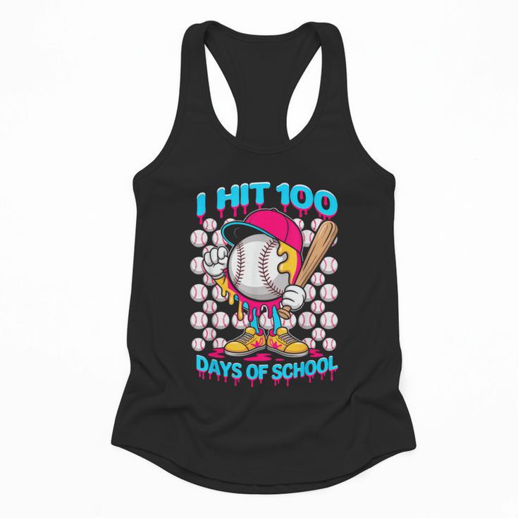 I Hit 100 Days Of School Baseball Ice Cream Drip Flowy Tank