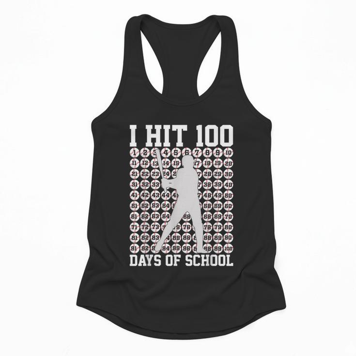 I Hit 100 Days Of School Boys Kids 100th Day Balls Baseball Flowy Tank