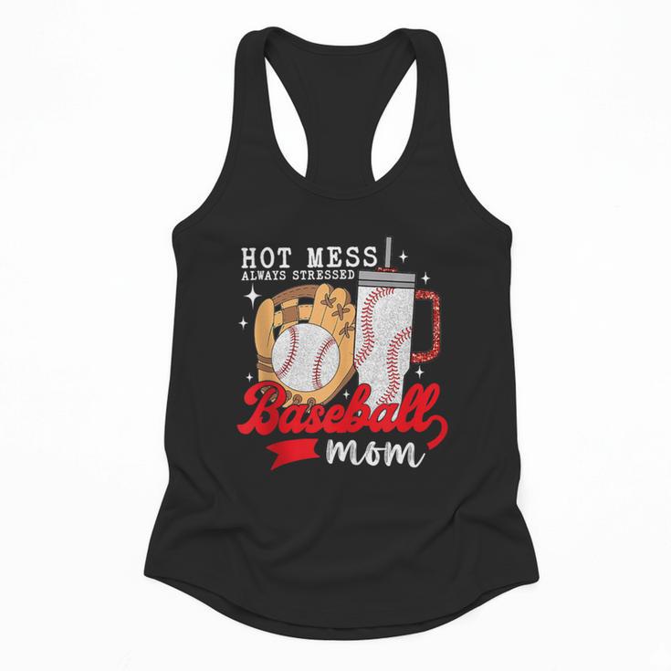 Hot Mess Always Stressed Baseball Mom Flowy Tank