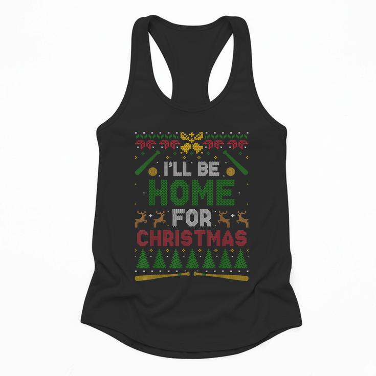 I’Ll Be Home For Christmas Baseball Ugly Sweater Flowy Tank
