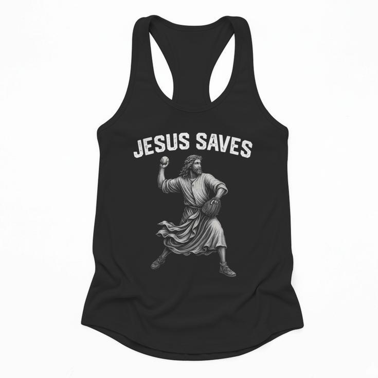 Jesus Saves Shirt Religious Christian Faith Baseball Flowy Tank