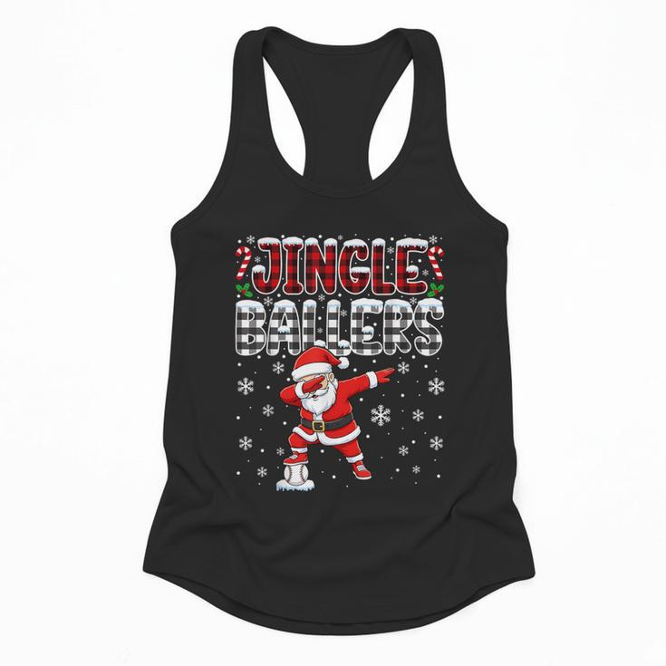 Jingle Ballers Plaid Santa Dabbing Baseball Christmas Flowy Tank