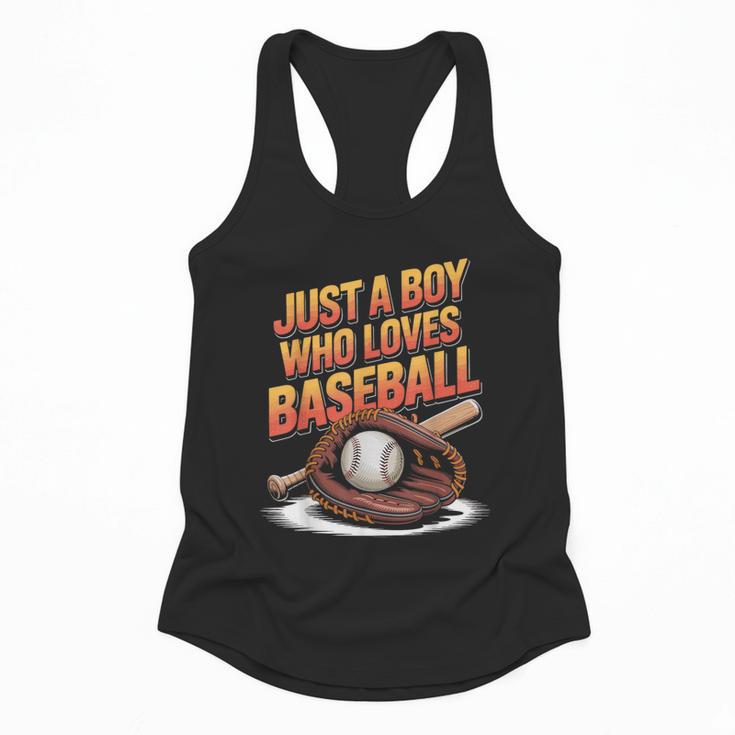 Just A Boy Who Loves Baseball Player Kids Flowy Tank