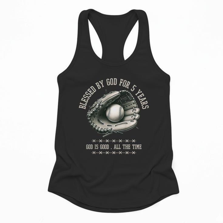 Kids Blessed By God For 5 Years Old Baseball 5th Birthday Flowy Tank