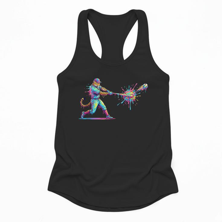 Leopard Baseball Player Ice Cream Drip For Boys Kids Flowy Tank