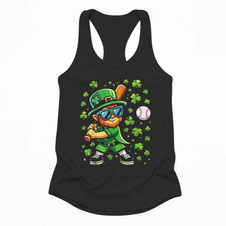 Leprechaun Playing Baseball Happy St Patricks Day Men Boys Flowy Tank