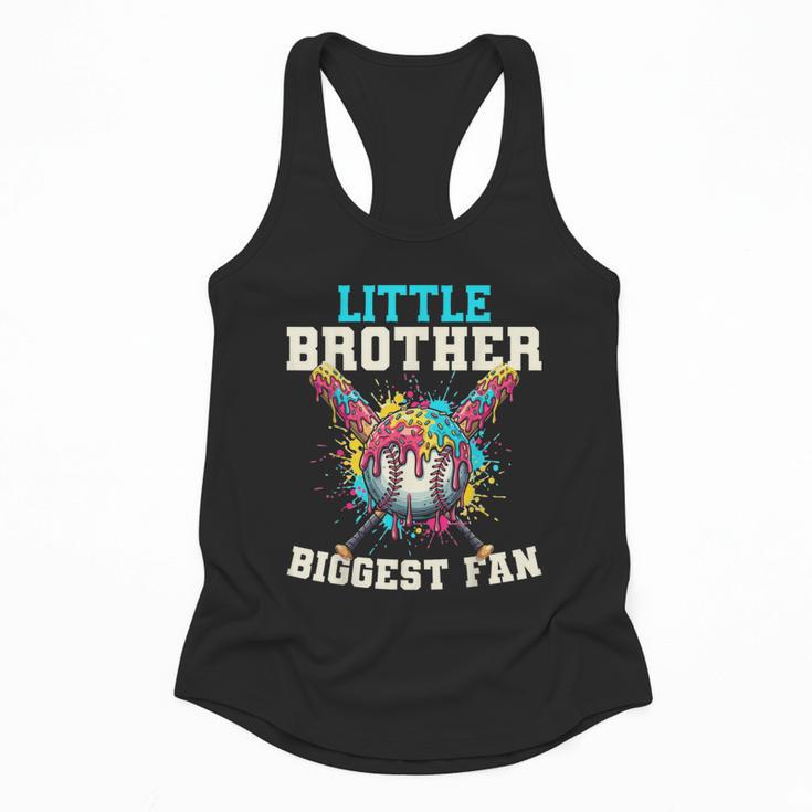 Little Brother Biggest Fan Baseball Cream Drip Crossed Bats Flowy Tank