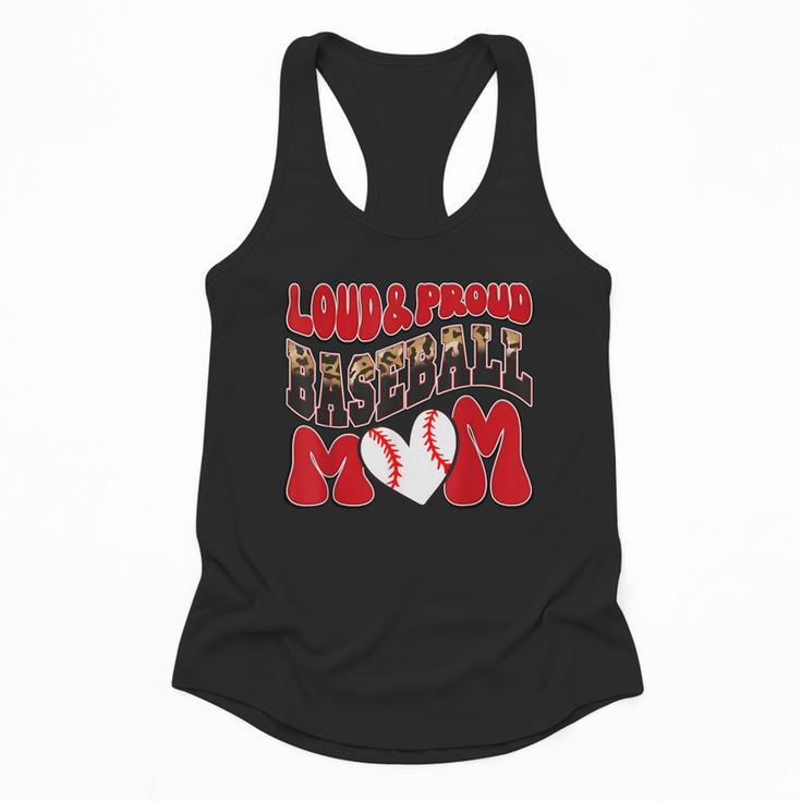 Loud Proud Baseball Mom Red Team Leopard Baseball Mom Squad Flowy Tank
