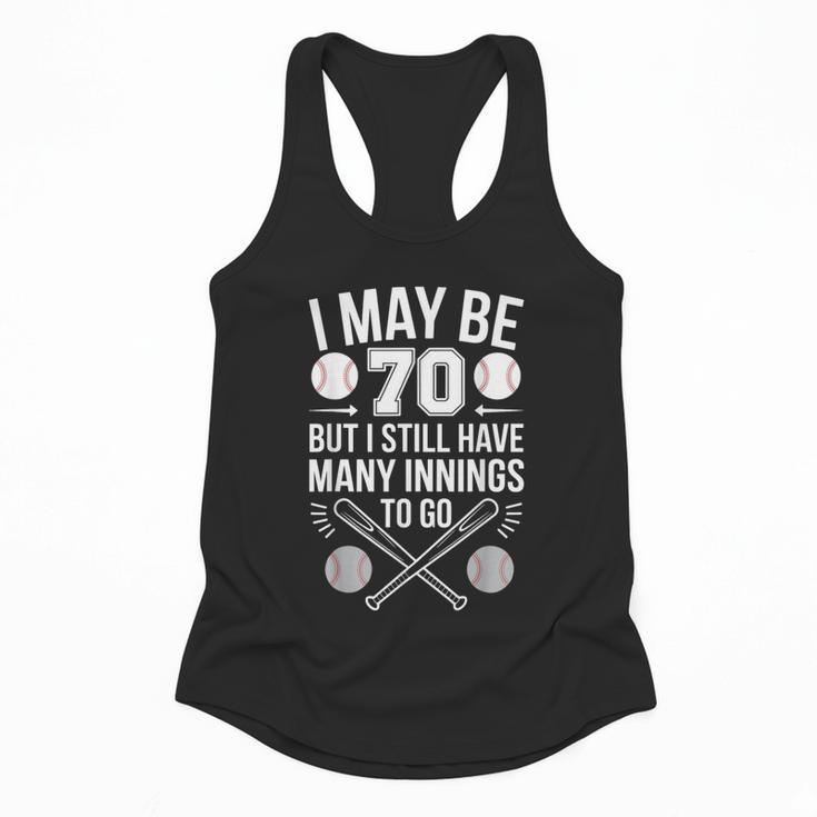 I May Be 70 Baseball Player 70th Birthday Party Flowy Tank