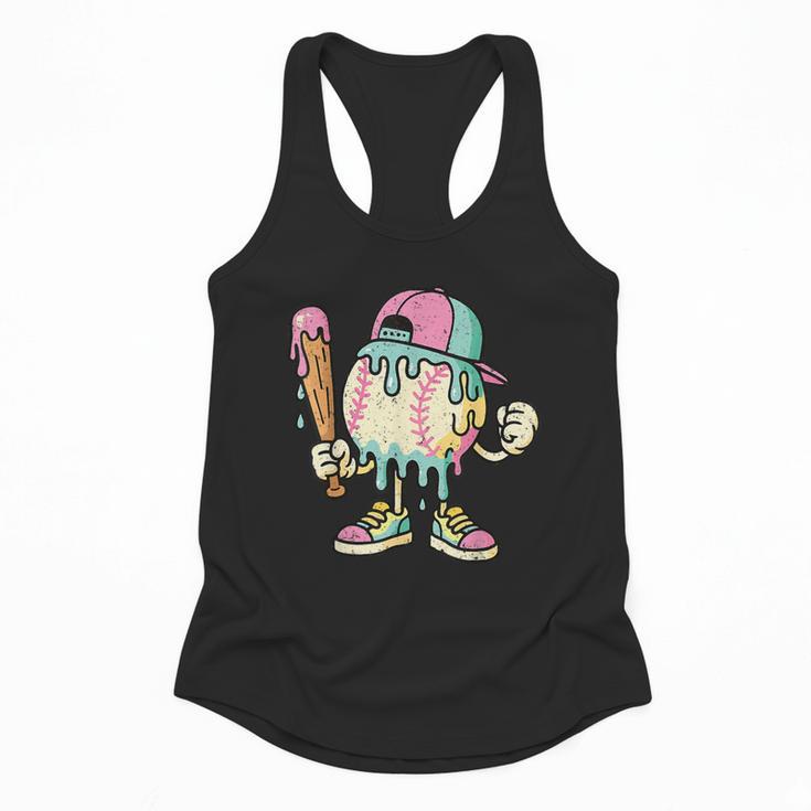 Melted Ice-Cream Baseball Mascot Pastel Pop Flowy Tank