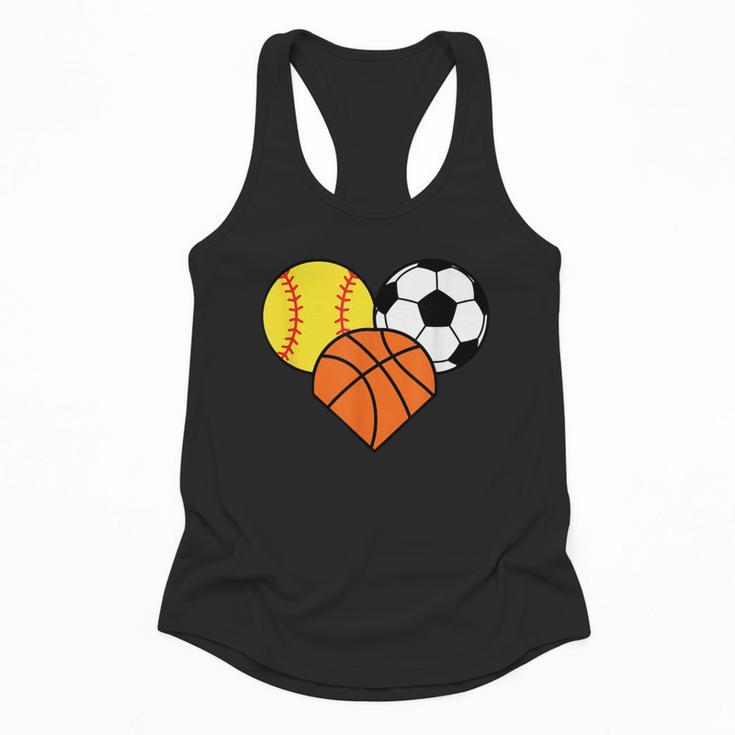 Mom Sports Heart Soccer Basketball Baseball Softball Flowy Tank