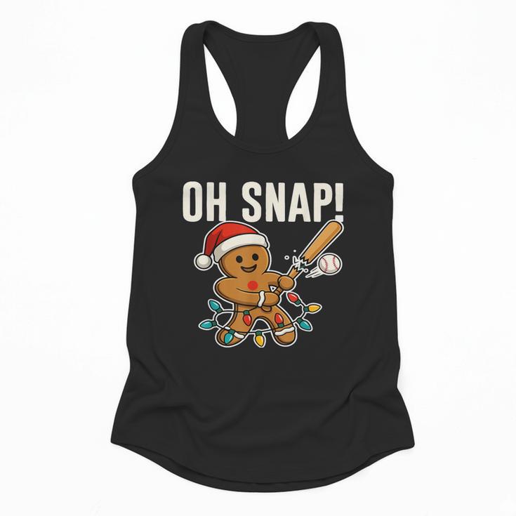 Oh Snap Gingerbreadman Christmas Baseball Humor Flowy Tank