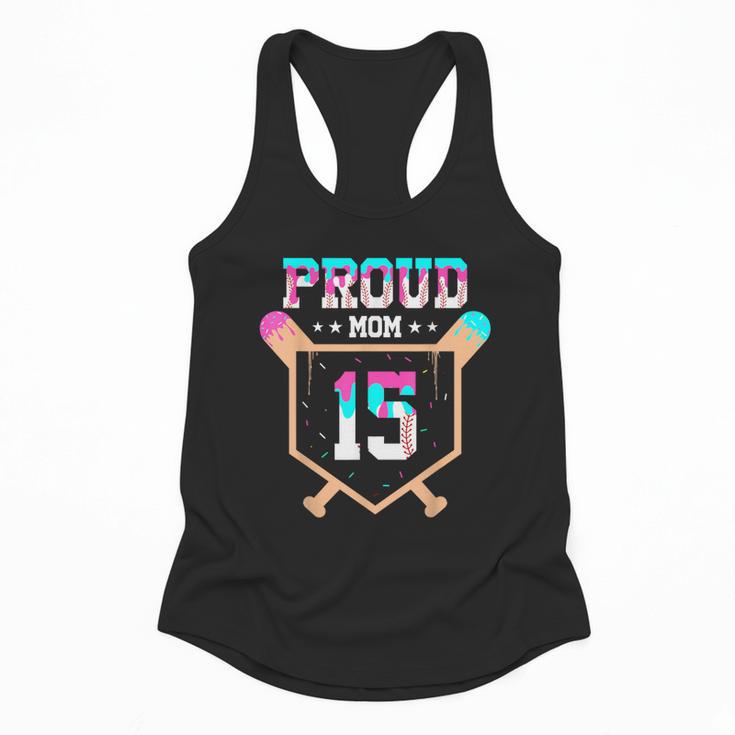 Proud Mom Baseball Player Number 15 Ice Cream Drip Flowy Tank