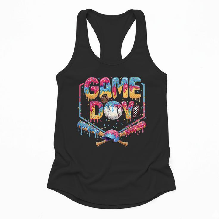 Retro Game Day Baseball Ice Cream Drip For Men Boy Kids Flowy Tank