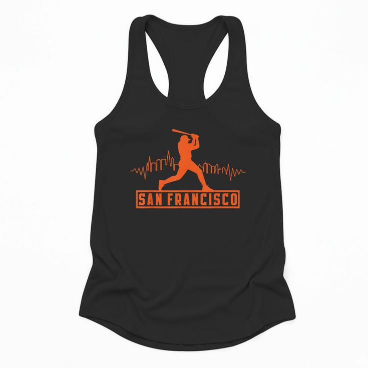 San Francisco Lovers Skyline Retro Baseball Heartbeat Men Flowy Tank