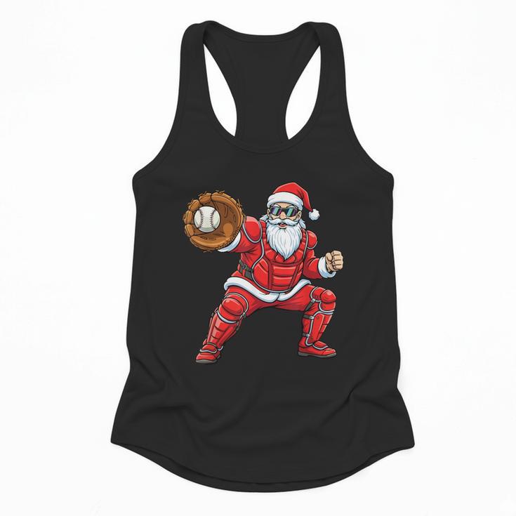 Santa Playing Baseball Baseball Lover Baseballer Xmas Flowy Tank