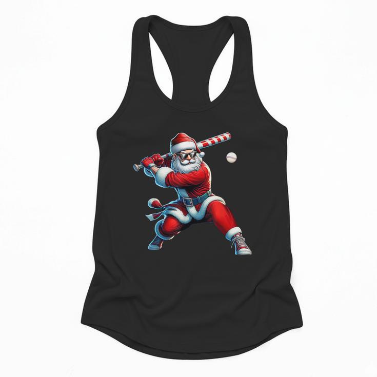 Santa Playing Baseball Men Boys Christmas Baseball Player Flowy Tank