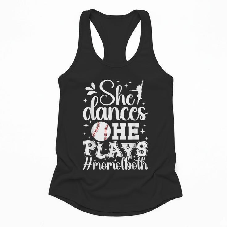 She Dances He Plays Mom Of Both Dance And Baseball Mom Flowy Tank