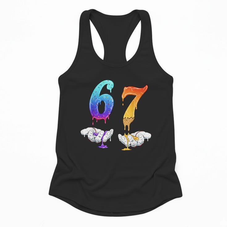 Six Seven Ice Cream Drip Cool Meme 67 Number Baseball Flowy Tank