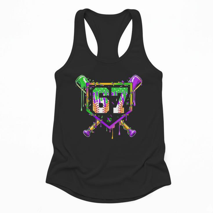 Six Seven Mardi Gras Baseball Sports Party Flowy Tank