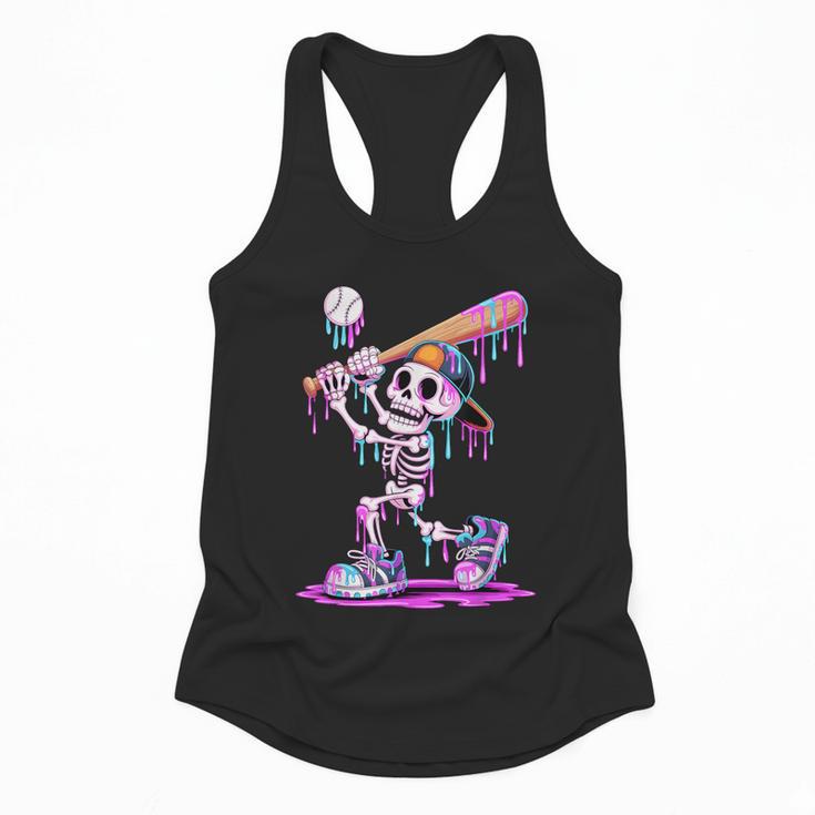 Skeleton Baseball Drip Boys Youth Kids Halloween Flowy Tank