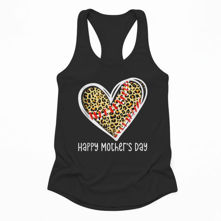 Softball Baseball Mom Valentine Leopard Heart Mother's Day Flowy Tank