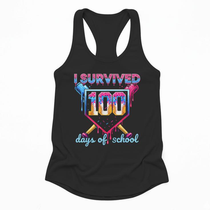 I Survived 100 Days Of School Baseball Boys Students Flowy Tank