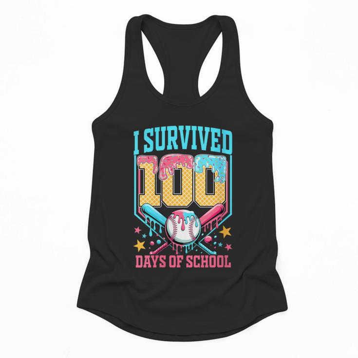 I Survived 100 Days Of School Baseball Drip Students Teacher Flowy Tank