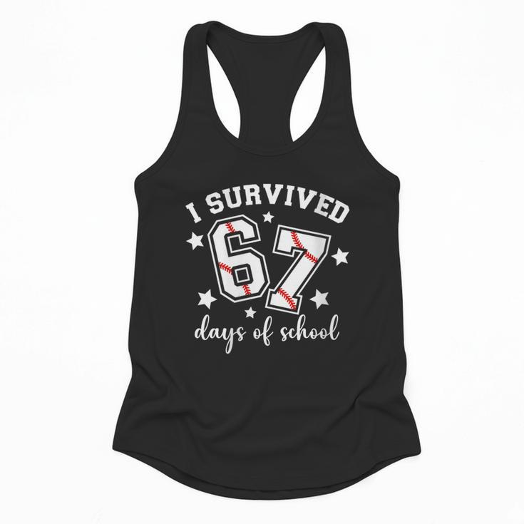 I Survived 67 Days Of School Baseball Six Seven Teacher Flowy Tank
