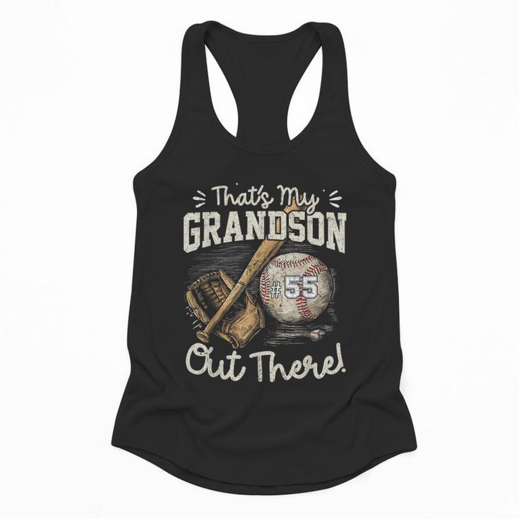 That's My Grandson Out There Jersey Number 55 Baseball Flowy Tank