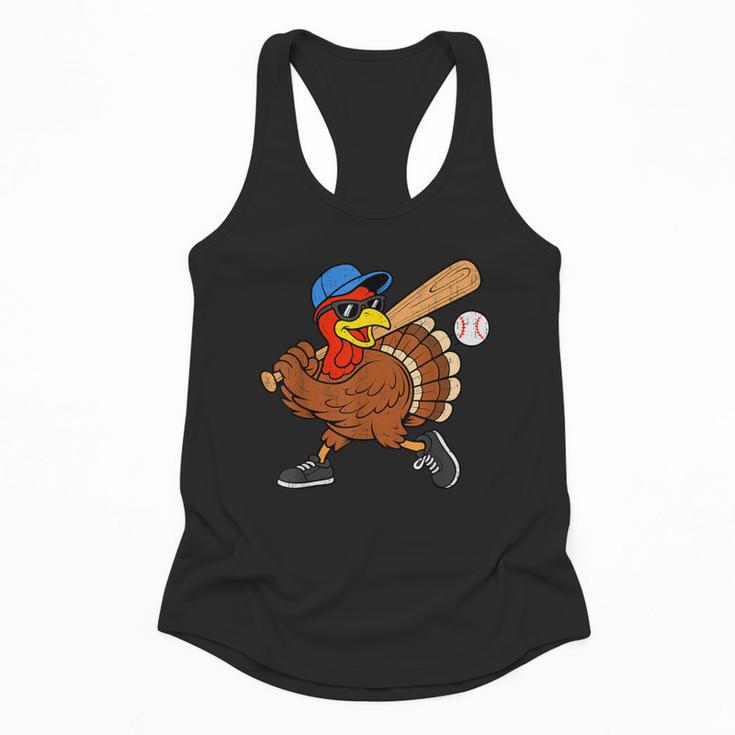 Turkey Baseball Thanksgiving Sports Humor Men Boy Kids Flowy Tank