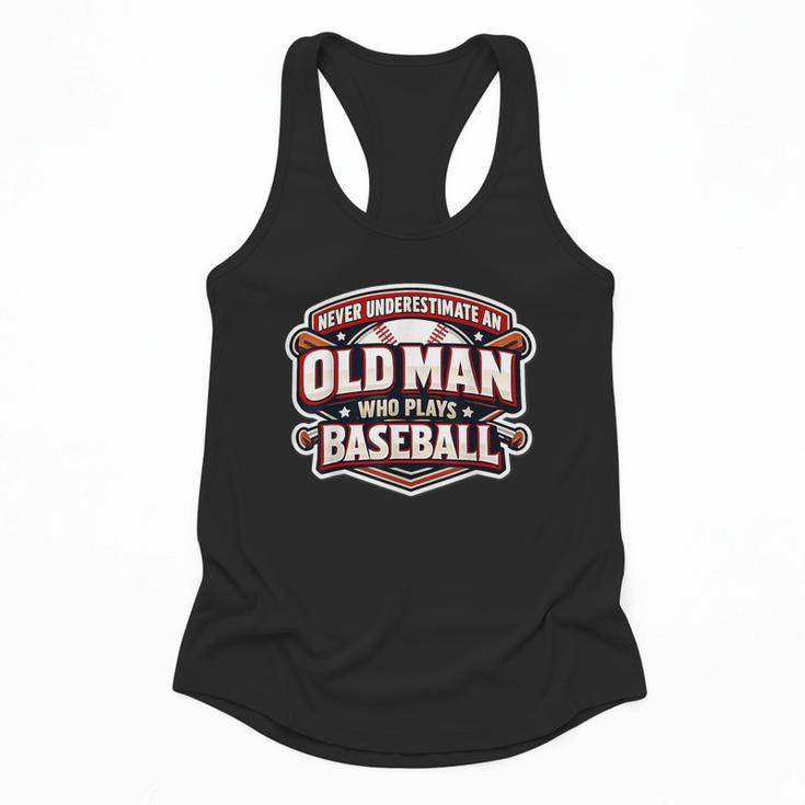 Never Underestimate An Old Man Who Plays Baseball Flowy Tank